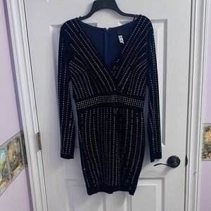 Windsor Navy Studded Long Sleeve Dress